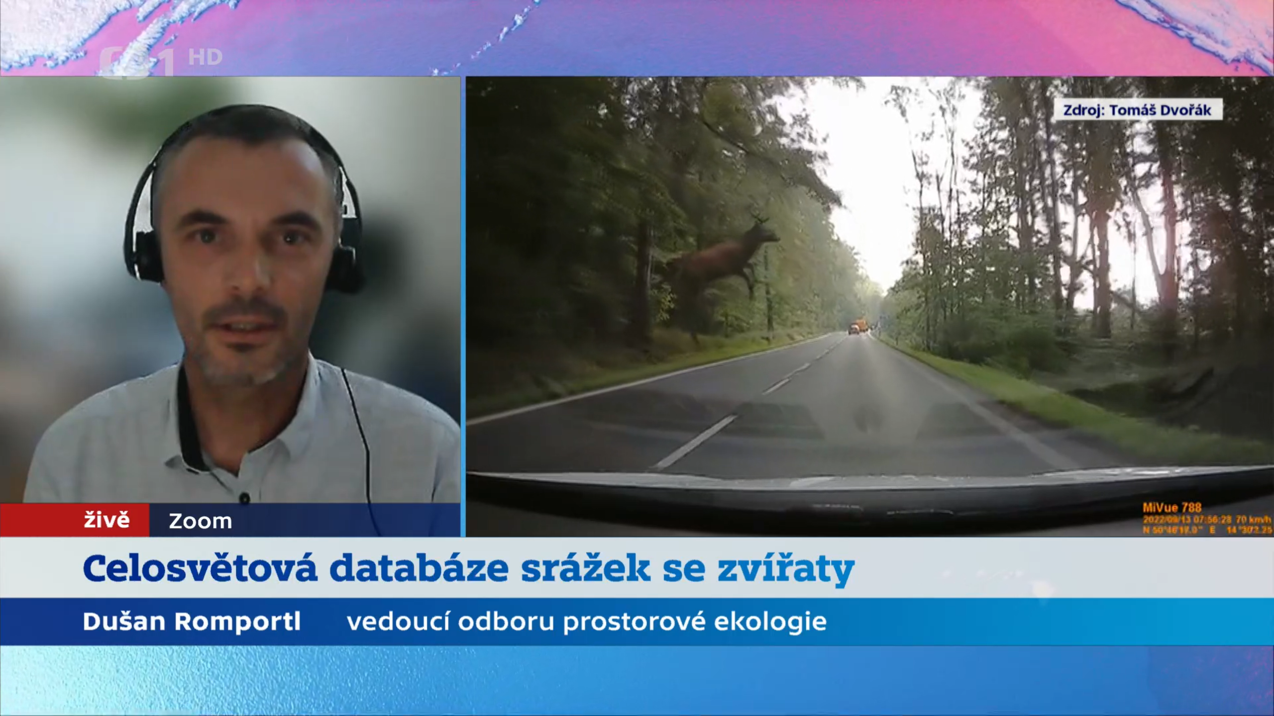 Dušan Romportl v ČT o celosvětové databázi střetů obratlovců s vozidly